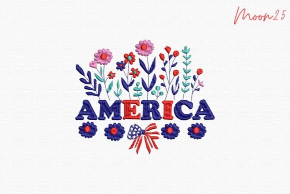 America Floral Heritage Celebration Embroidery Design
