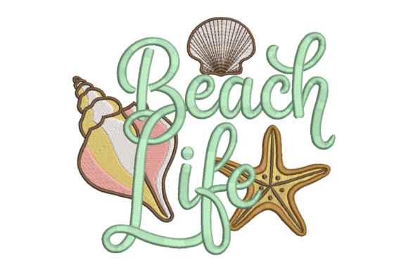 Beach Life Summer Embroidery Design