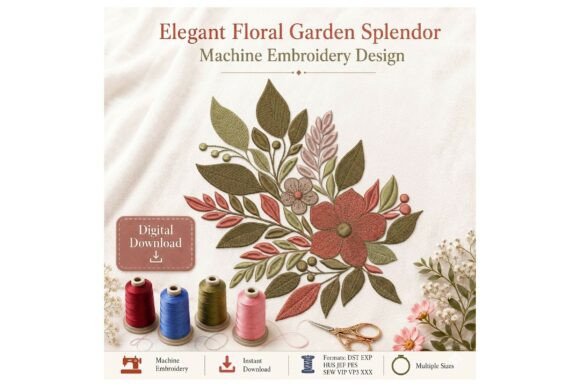 Botanical Floral Bouquet: A Seasonal Embroidery Essential
