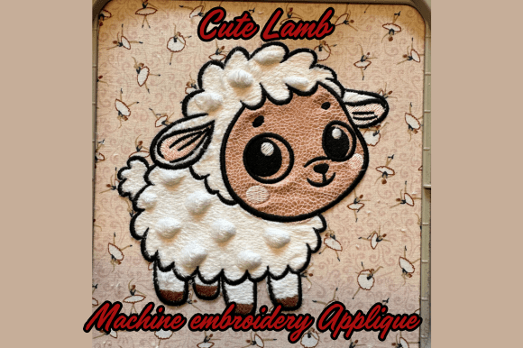 Cute Baby Lamb Applique: A Charming Embroidery Design for Small Business Merch