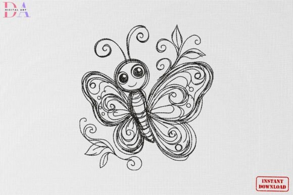 Cute Butterfly Sketch Nature Art Review for Boutique Apparel