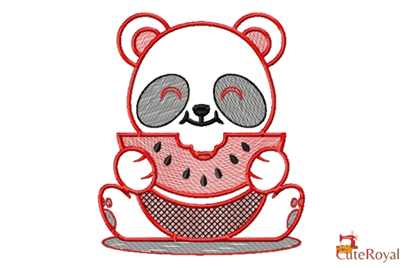 Cute Panda Kawaii with Watermelon: A Fresh Addition for Embroidery Sellers