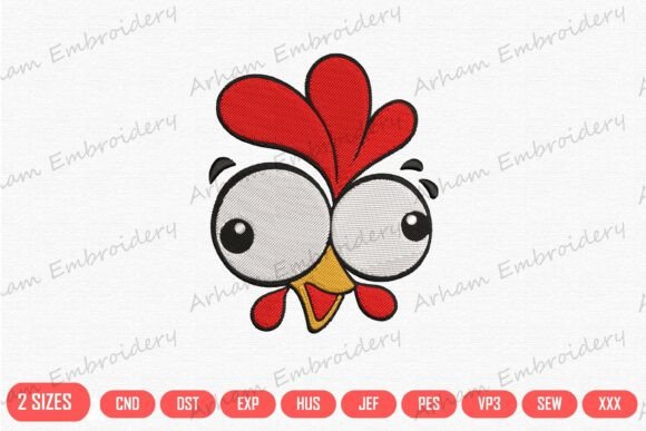 Funny Chicken Face: A Playful Embroidery Design for Etsy Sellers