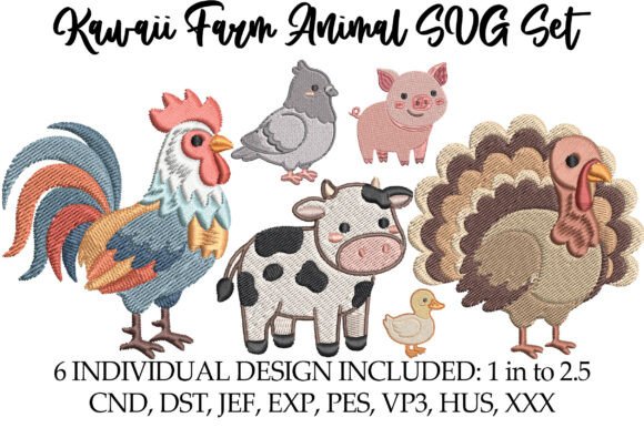 Kawaii Farm Animal SVG Set Review for Personalized Embroidery