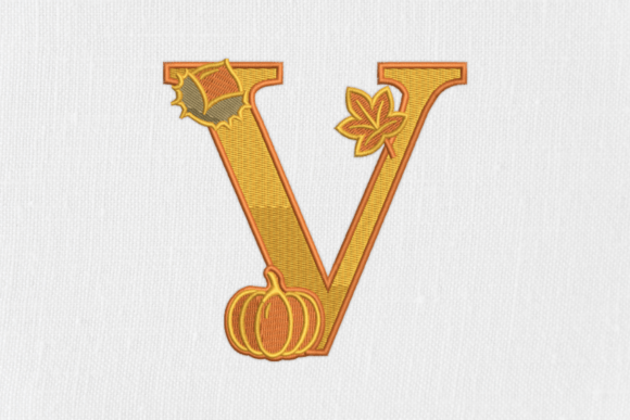 Letter V Autumn Monogram: A Seasonal Statement for Embroidery Projects