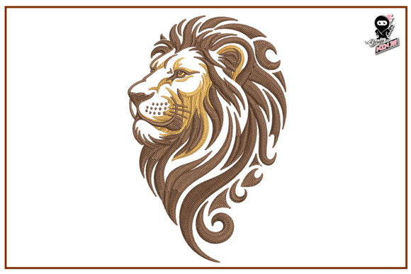 Lion Portrait: A Striking Embroidery Design for Craft Fair Standouts