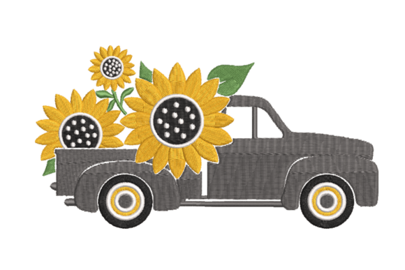 Sunflower Truck – Rustic Farm: A Charming Addition to Personalized Embroidery